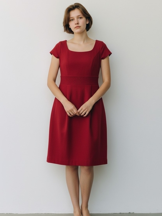 Banana Republic Dresses & Skirts - Banana Republic Square-Neck Midi Dress in Deep Red